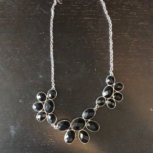 Silver necklace with black stones